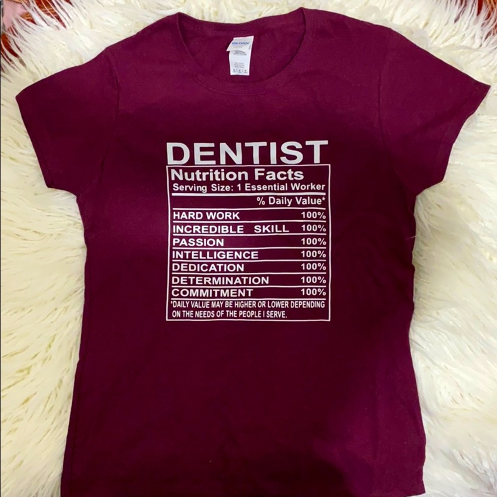 Dentist Nutrition Facts Burgundy T-shirt